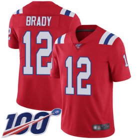 Wholesale Cheap Nike Patriots #12 Tom Brady Red Alternate Men\'s Stitched NFL 100th Season Vapor Limited Jersey