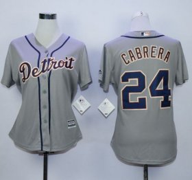 Wholesale Cheap Tigers #24 Miguel Cabrera Grey Road Women\'s Stitched MLB Jersey