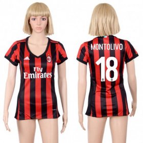 Wholesale Cheap Women\'s AC Milan #18 Montolivo Home Soccer Club Jersey