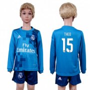 Wholesale Cheap Real Madrid #15 Theo Sec Away Long Sleeves Kid Soccer Club Jersey