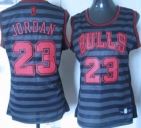 Wholesale Cheap Chicago Bulls #23 Michael Jordan Gray With Black Pinstripe Womens Jersey
