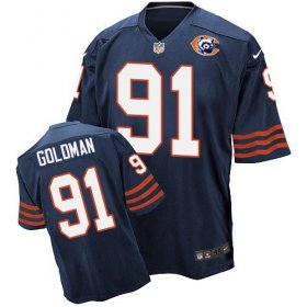 Wholesale Cheap Nike Bears #91 Eddie Goldman Navy Blue Throwback Men\'s Stitched NFL Elite Jersey