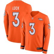 Wholesale Cheap Nike Broncos #3 Drew Lock Orange Team Color Men's Stitched NFL Limited Therma Long Sleeve Jersey