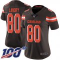 Wholesale Cheap Nike Browns #80 Jarvis Landry Brown Team Color Women's Stitched NFL 100th Season Vapor Limited Jersey