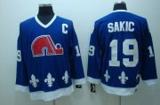 Wholesale Cheap Nordiques #19 Joe Sakic Stitched CCM Throwback Blue NHL Jersey