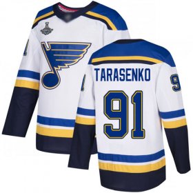 Wholesale Cheap Adidas Blues #91 Vladimir Tarasenko White Road Authentic Stanley Cup Champions Stitched NHL Jersey