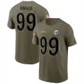 Wholesale Cheap Men's Los Angeles Rams #99 Aaron Donald 2022 Olive Salute to Service T-Shirt