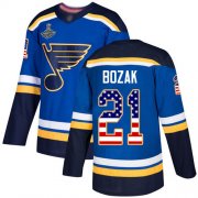 Wholesale Cheap Adidas Blues #21 Tyler Bozak Blue Home Authentic USA Flag Stanley Cup Champions Stitched NHL Jersey