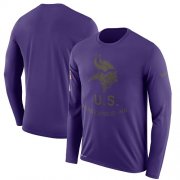 Wholesale Cheap Men's Minnesota Vikings Nike Purple Salute to Service Sideline Legend Performance Long Sleeve T-Shirt