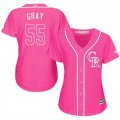 Wholesale Cheap Rockies #55 Jon Gray Pink Fashion Women's Stitched MLB Jersey