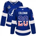 Cheap Adidas Lightning #20 Blake Coleman Blue Home Authentic USA Flag Women's 2020 Stanley Cup Champions Stitched NHL Jersey