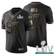 Wholesale Cheap San Francisco 49ers #97 Nick Bosa Men's Nike Black Golden Super Bowl LIV 2020 Limited NFL 100 Jersey