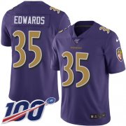 Wholesale Cheap Nike Ravens #35 Gus Edwards Purple Youth Stitched NFL Limited Rush 100th Season Jersey