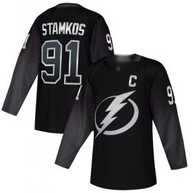 Wholesale Cheap Adidas Lightning #91 Steven Stamkos Black Alternate Authentic Stitched NHL Jersey