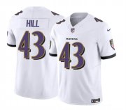 Cheap Men's Baltimore Ravens #43 Justice Hill White 2023 F.U.S.E. Vapor Limited Football Stitched Jersey