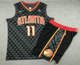 Wholesale Cheap Men\'s Atlanta Hawks #11 Trae Young Black 2018 Nike Swingman Stitched NBA Jersey With Shorts