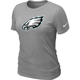 Wholesale Cheap Women\'s Nike Philadelphia Eagles Logo NFL T-Shirt Light Grey