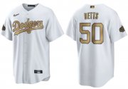 Wholesale Cheap Men's Los Angeles Dodgers #50 Mookie Betts White 2022 All-Star Cool Base Stitched Baseball Jersey