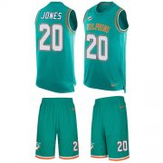 Wholesale Cheap Nike Dolphins #20 Reshad Jones Aqua Green Team Color Men's Stitched NFL Limited Tank Top Suit Jersey