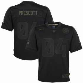 Cheap Dallas Cowboys #4 Dak Prescott Nike Youth 2020 Salute to Service Game Jersey Black