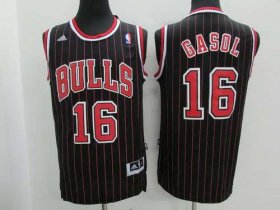 Wholesale Cheap Chicago Bulls #16 Pau Gasol Revolution 30 Swingman Black Pinstripe Jersey