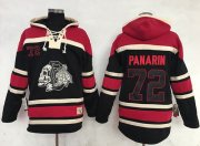 Wholesale Cheap Blackhawks #72 Artemi Panarin Black Sawyer Hooded Sweatshirt Stitched NHL Jersey