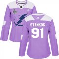 Cheap Adidas Lightning #91 Steven Stamkos Purple Authentic Fights Cancer Women's 2020 Stanley Cup Champions Stitched NHL Jersey
