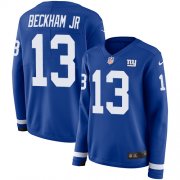 Wholesale Cheap Nike Giants #13 Odell Beckham Jr Royal Blue Team Color Women's Stitched NFL Limited Therma Long Sleeve Jersey