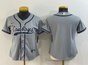 Wholesale Cheap Youth Dallas Cowboys Blank Gray With Patch Cool Base Stitched Baseball Jersey