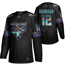 Wholesale Cheap San Jose Sharks #12 Patrick Marleau Men\'s Adidas 2020 Los Tiburones Limited NHL Jersey Black