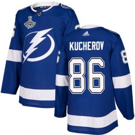 Cheap Adidas Lightning #86 Nikita Kucherov Blue Home Authentic Youth 2020 Stanley Cup Champions Stitched NHL Jersey