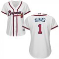 Wholesale Cheap Braves #1 Ozzie Albies White Home Women's Stitched MLB Jersey