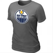 Wholesale Cheap Women's NHL Edmonton Oilers Big & Tall Logo T-Shirt Dark Grey