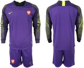 Wholesale Cheap Poland Blank Purple Goalkeeper Long Sleeves Soccer Country Jersey