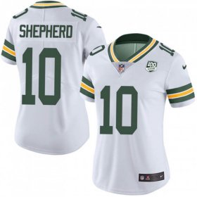 Wholesale Cheap Nike Packers #10 Darrius Shepherd White Women\'s 100th Season Stitched NFL Vapor Untouchable Limited Jersey