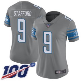 Wholesale Cheap Nike Lions #9 Matthew Stafford Gray Women\'s Stitched NFL Limited Rush 100th Season Jersey