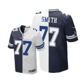 Wholesale Cheap Nike Cowboys #77 Tyron Smith Navy Blue/White Men\'s Stitched NFL Elite Split Jersey