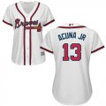 Wholesale Cheap Braves #13 Ronald Acuna Jr. White Home Women's Stitched MLB Jersey