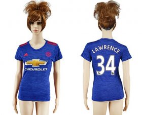 Wholesale Cheap Women\'s Manchester United #34 Lawrence Away Soccer Club Jersey