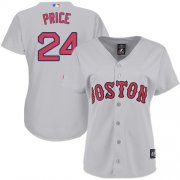Wholesale Cheap Red Sox #24 David Price Grey Road Women's Stitched MLB Jersey