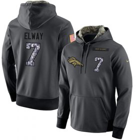 Wholesale Cheap NFL Men\'s Nike Denver Broncos #7 John Elway Stitched Black Anthracite Salute to Service Player Performance Hoodie