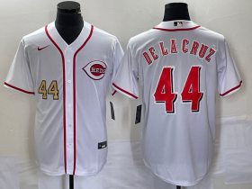 Wholesale Cheap Men\'s Cincinnati Reds #44 Elly De La Cruz Number White Cool Base Stitched Baseball Jersey