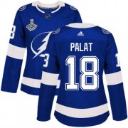 Cheap Adidas Lightning #18 Ondrej Palat Blue Home Authentic Women's 2020 Stanley Cup Champions Stitched NHL Jersey