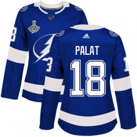 Cheap Adidas Lightning #18 Ondrej Palat Blue Home Authentic Women\'s 2020 Stanley Cup Champions Stitched NHL Jersey