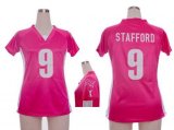 Wholesale Cheap Nike Lions #9 Matthew Stafford Pink Draft Him Name & Number Top Women's Stitched NFL Elite Jersey
