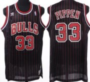 Wholesale Cheap Chicago Bulls #33 Scottie Pippen Black Pinstripe Swingman Throwback Jersey