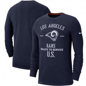 Wholesale Cheap Men\'s Los Angeles Rams Nike Navy 2019 Salute to Service Sideline Performance Long Sleeve Shirt