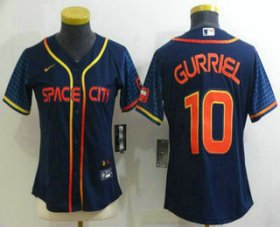 Wholesale Cheap Women\'s Houston Astros #10 Yuli Gurriel 2022 Navy Blue City Connect Cool Base Stitched Jersey