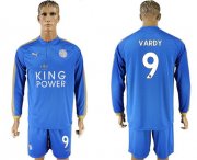 Wholesale Cheap Leicester City #9 Vardy Home Long Sleeves Soccer Club Jersey