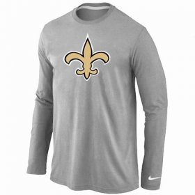 Wholesale Cheap Nike New Orleans Saints Logo Long Sleeve T-Shirt Grey
